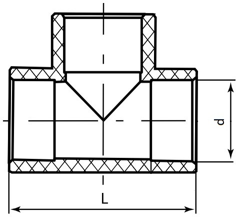 Тройник равнопроходной PRO AQUA Дн50 Ру25 полипропиленовый, присоединение - под приварку, белый