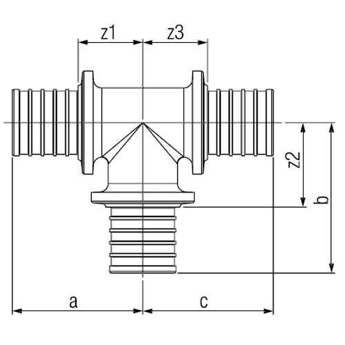 Тройник Rehau RAUTITAN PLATINUM Ду16-16-16 RX  корпус -  бронза, равнопроходный,  для труб из сшитого полиэтилена аксиальный