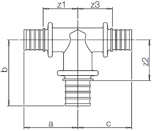Тройники Rehau SDR 11 Дн75х6.8 Ру6 для труб из сшитого полиэтилена  RAUPEX и RAUTHERМEX равнопроходные, с упорным фланцем, присоединение – аксиальное, корпус – бронза