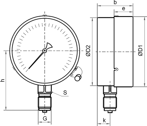 Манометр Росма ТМ-310Р.00 (0-25 кгс/см2) М12х1.5 1.5 общетехнический 63 мм, радиальное присоединение, класс точности 1.5