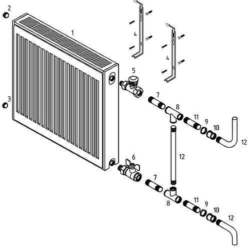 Радиатор панельный Royal Thermo COMPACT C11-500-1000 Noir Sable 1.196 кВт настенный, присоединение резьбовое - 1/2″, подключение - боковое, универсальное, стальной, цвет - черный