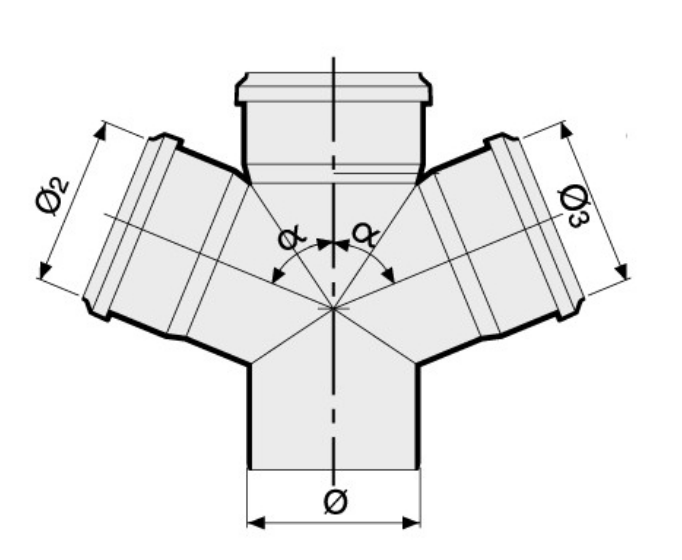 Крестовина Sinikon Стандарт Дн50х50х50 на 45° одноплоскостная, для внутренней канализации, полипропиленовая