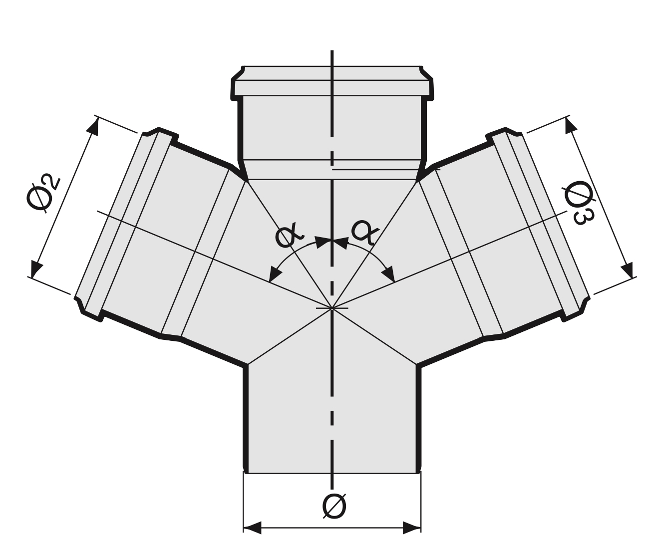 Крестовина полипропиленовая одноплоскостная SINIKON Стандарт 110x110x110 67° для внутренней канализации
