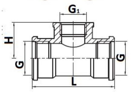 Тройник STOUT SFT-0021 Ду25x1/2x25 Ру16, латунь, переходной, с внутренней резьбой, для металлопластиковых труб