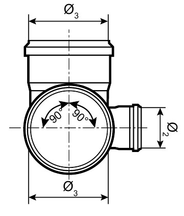 Крестовина канализационная TEBO Дн110x110x50 87,5° двухплоскостная (левая), безнапорная, полипропиленовая, серая для внутреннего монтажа