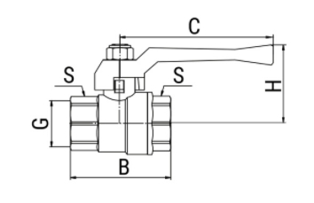 Эскиз Кран шаровой 11б27фт1М VALFEX 1 1/4″ Ду32 Ру40 полнопроходной, никелированный, внутренняя резьба, ручка-рычаг (VF.214.NR1.114)