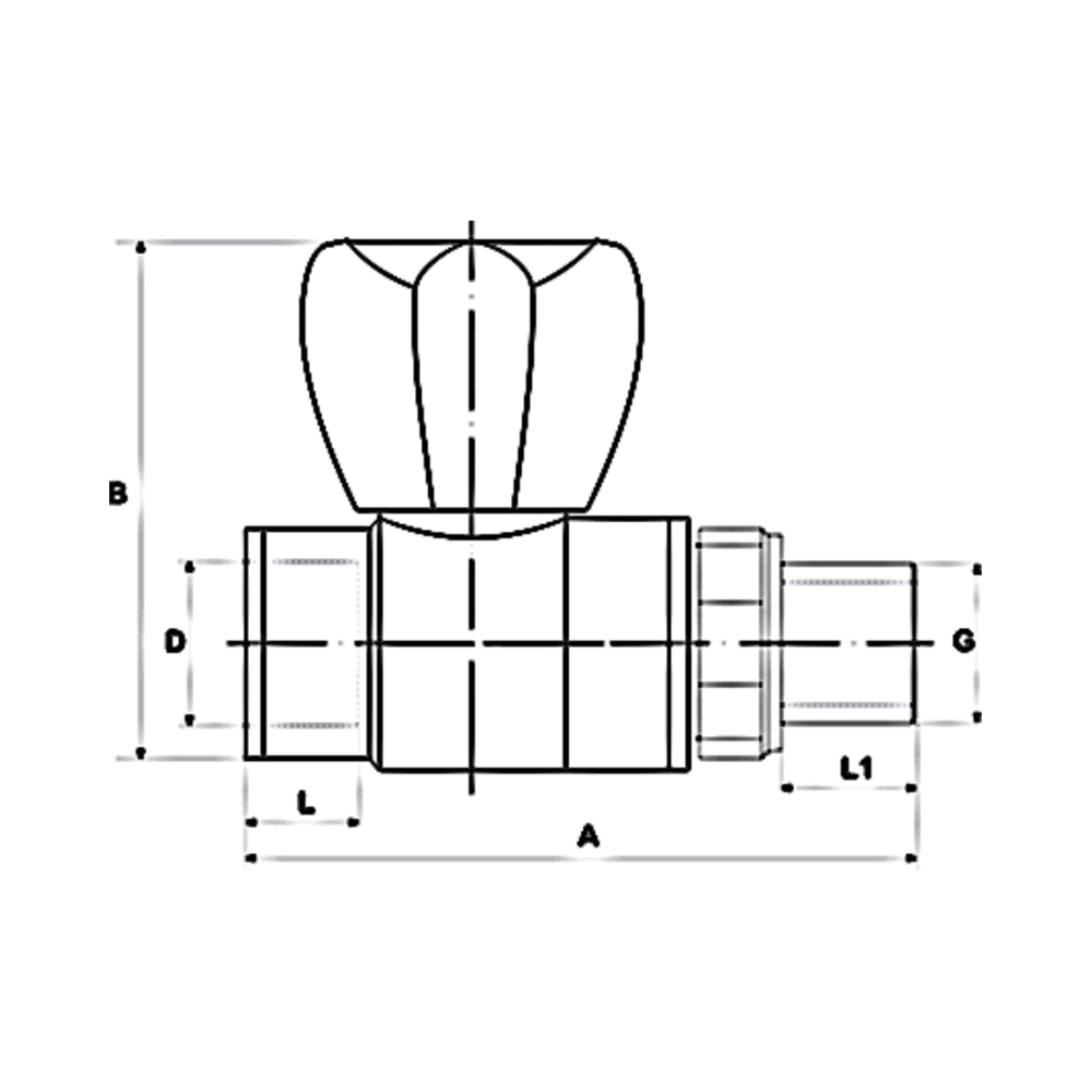 Кран шаровый VALFEX PP-R НР Дн25 3/4″ Ру25 стандартнопроходной для радиатора прямой под приварку, корпус — полипропилен, белый