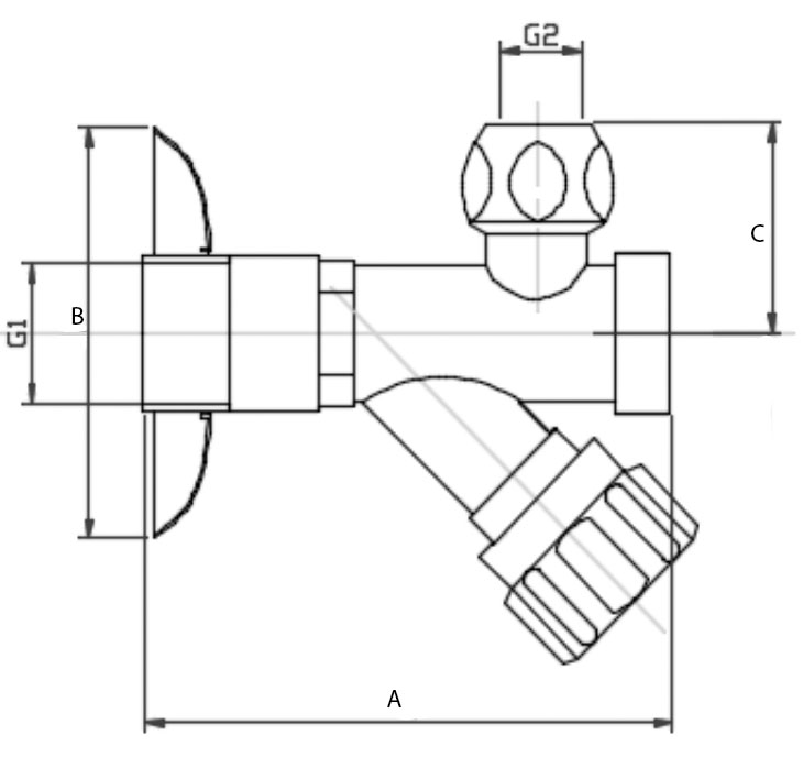 Вентиль Valtec VT.282.GBC 1/2″хM10 Ду15хM10 Ру8 с фильтром для подключения сантехнических приборов, для жесткой подводки M10, наружная резьба / накидная гайка, корпус - латунь