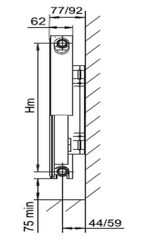 Радиатор стальной панельный Wester C11 500x1400 без термостатической вентильной вставки, присоединение резьбовое - 1/2″, подключение - боковое, белый