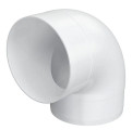 Колено ERA 15ККП диаметр D150 мм 90 градусов для круглых воздуховодов, корпус - пластик, цвет - белый