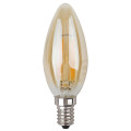 Лампа светодиодная ЭРА F-LED B35 E14 Свеча 35 мм мощность - 5 Вт, цоколь - E14, световой поток - 490 лм, цветовая температура - 4000К, тип лампы - светодиодная LED, тип стекла - золотое, цвет свечения - нейтральный белый, форма - свеча